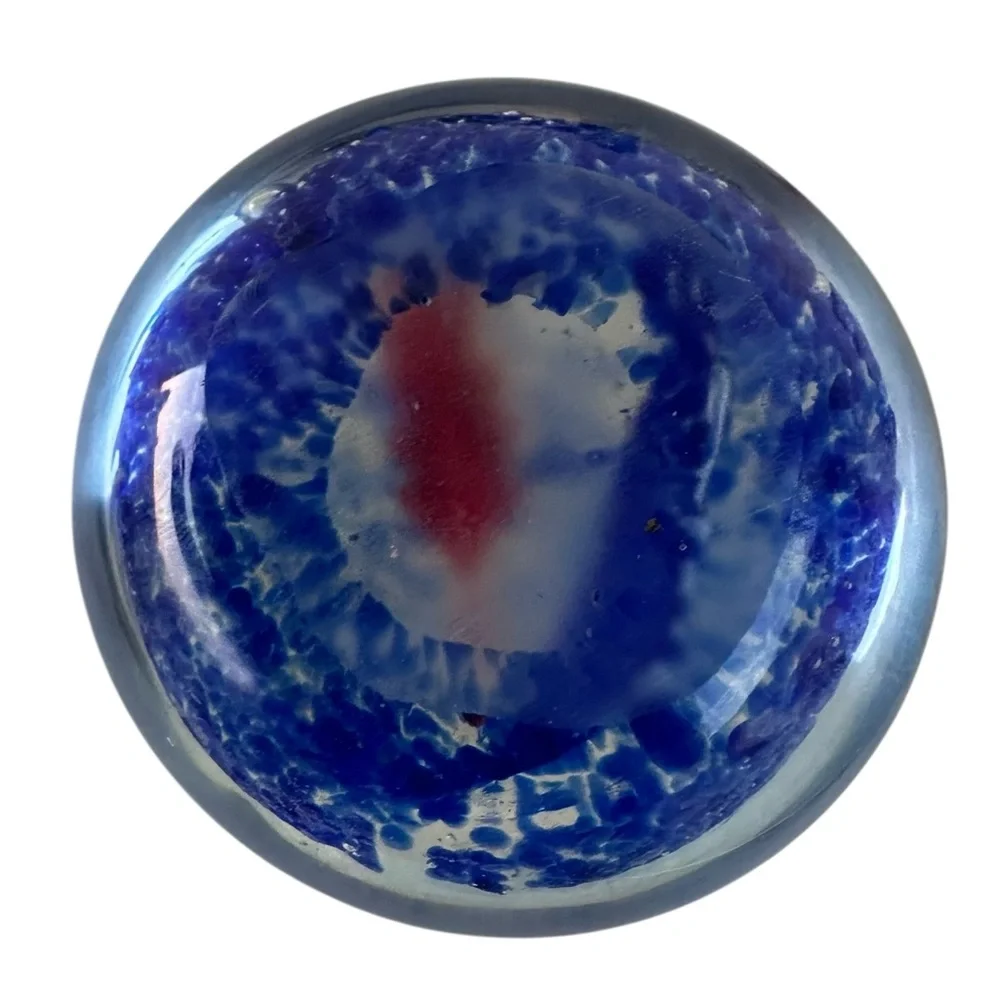 Blue and Orange Glass FishHand-Blown Art Glass Paperweight